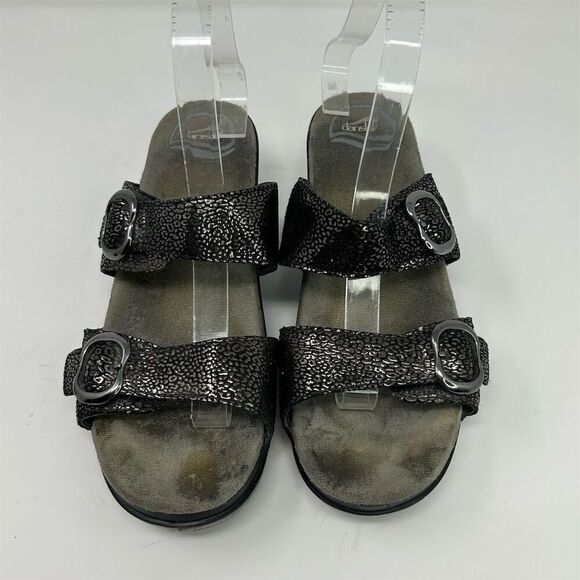 Dansko Women's Black Wedge Heel Slip-On Sandals Size 39 (US 8.5-9) Summer - Picture 4 of 12